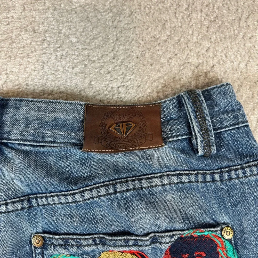 Hood Rich Jeans Men 38 Blue Denim Baggy Benjamin Franklin Embroidered Y2K Style